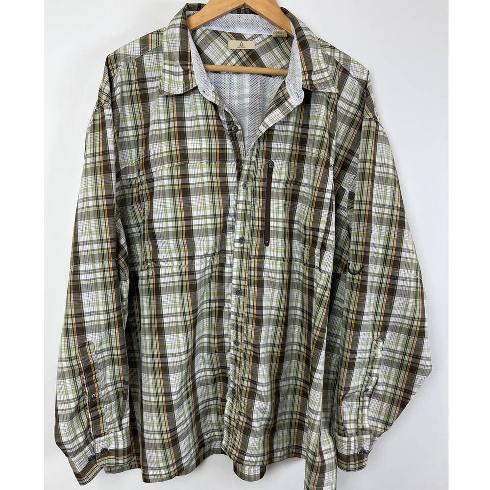 Ascend Vented Performance Plaid Long Sleeve Button Shirt Mens 2XL